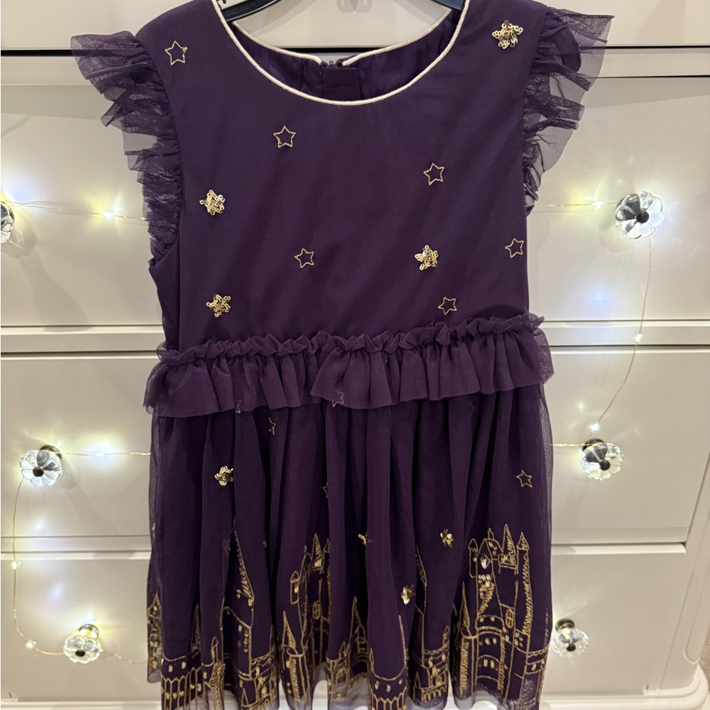 Mini Boden Harry Potter Hogwarts Purple Dress with Gold Accents